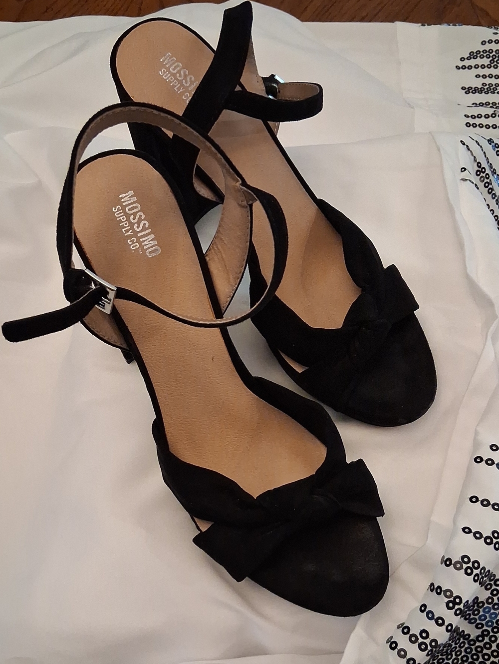 Mossimo Supply Co. Black Bow Ankle-Strap Heels